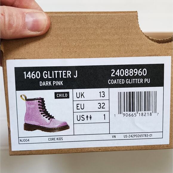 NWT Dr. Martens Junior 1460 Pink Glitter Lace Up Boots - Picture 10 of 10
